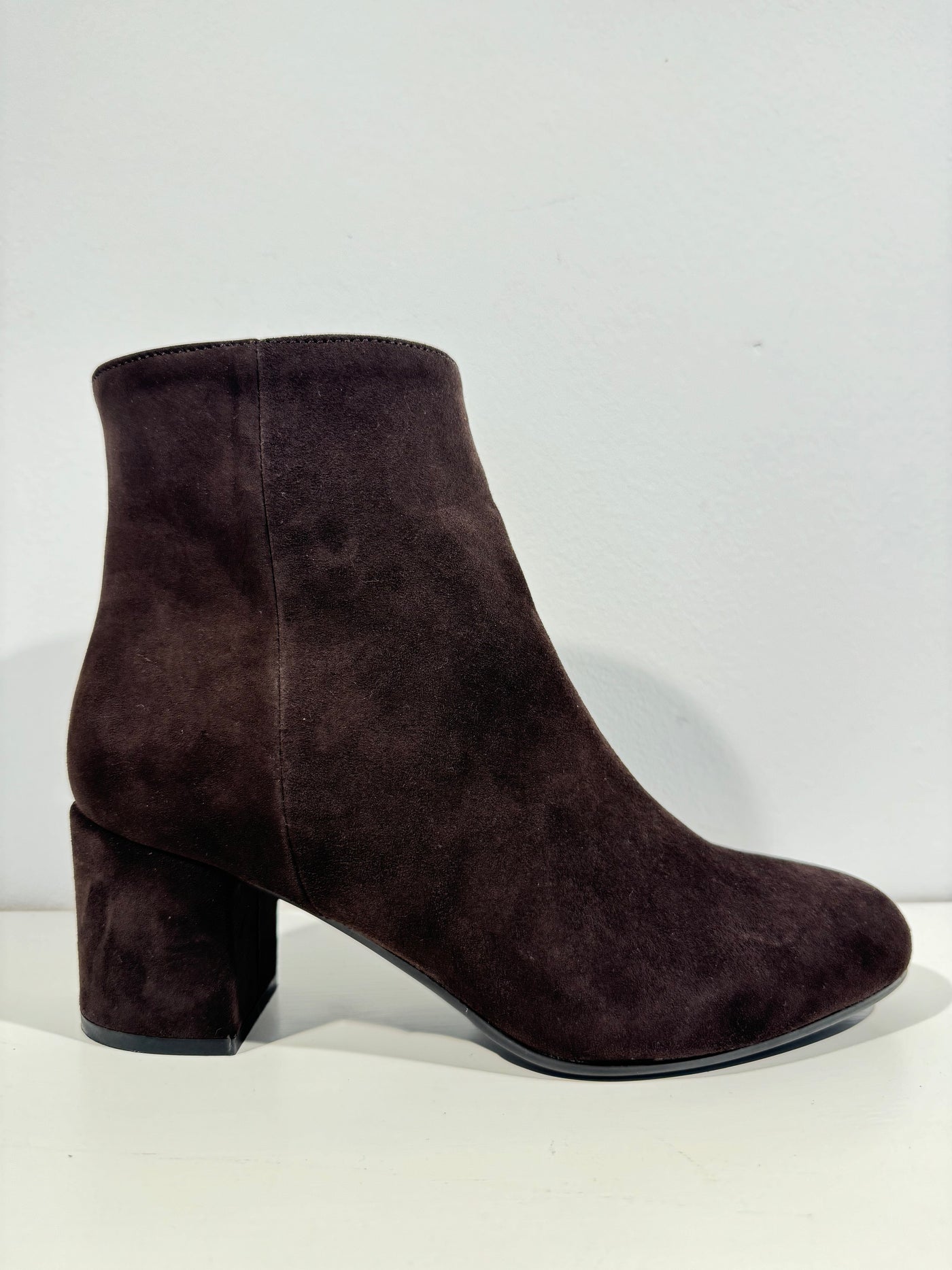 Chocolate brown suede ankle boot