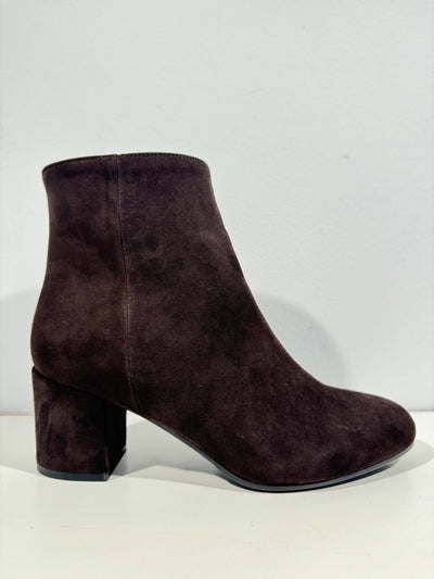 Chocolate brown suede ankle boot