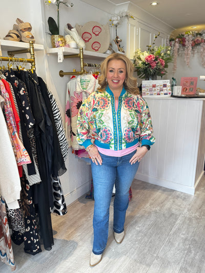 Silky print bomber