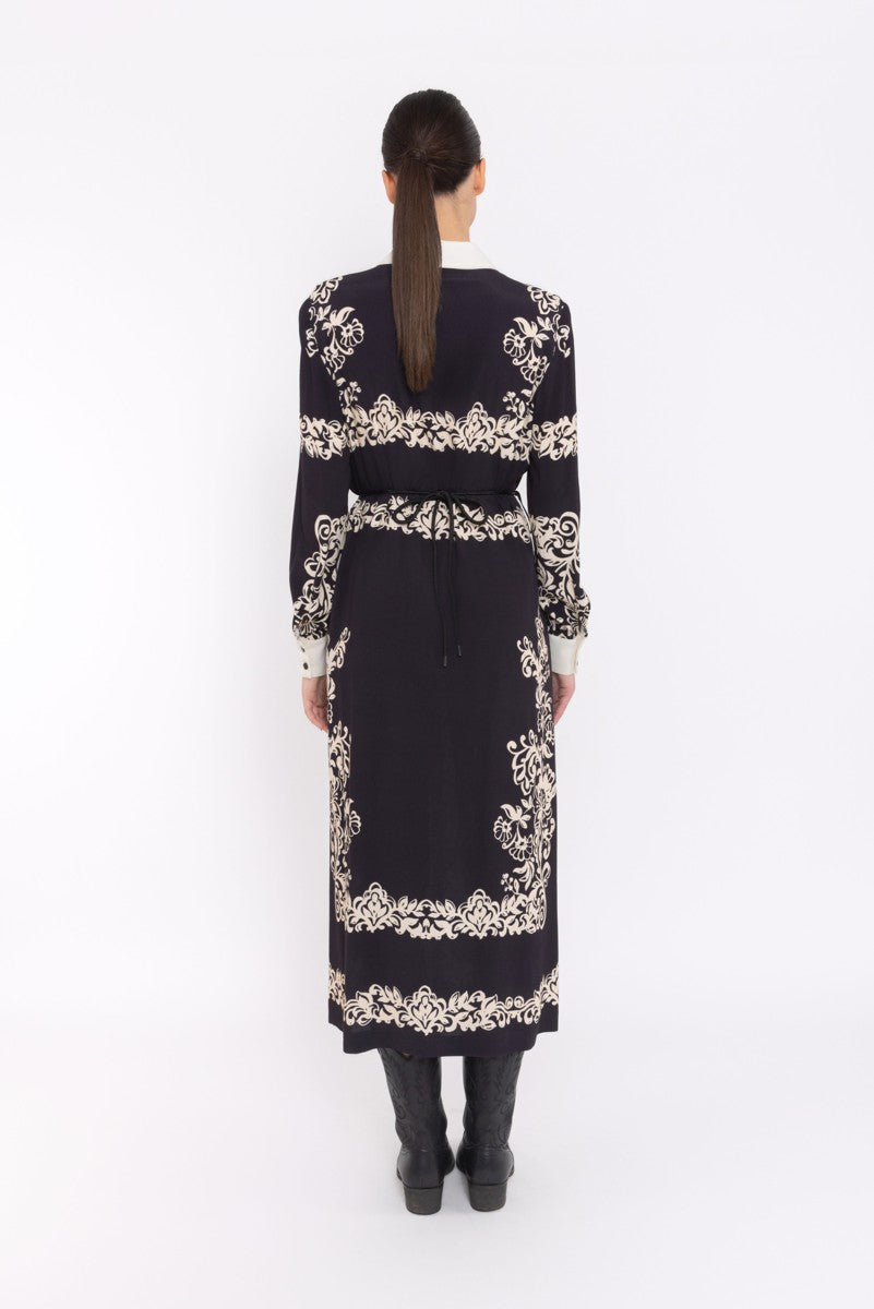 Maxi shirt dress in monochrome print