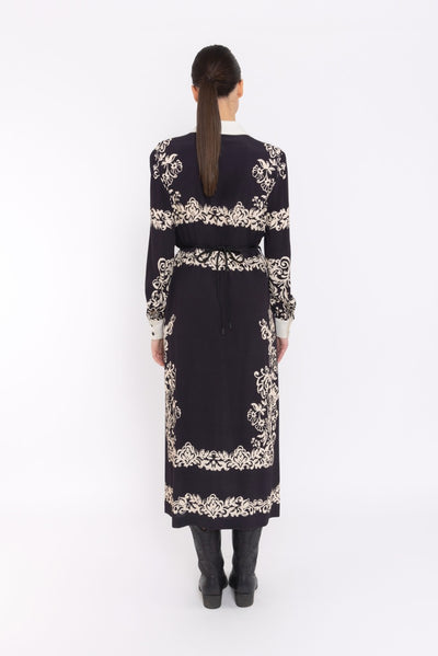 Maxi shirt dress in monochrome print