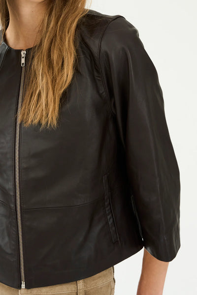 Lanni leather 3/4 sleeve leather jacket