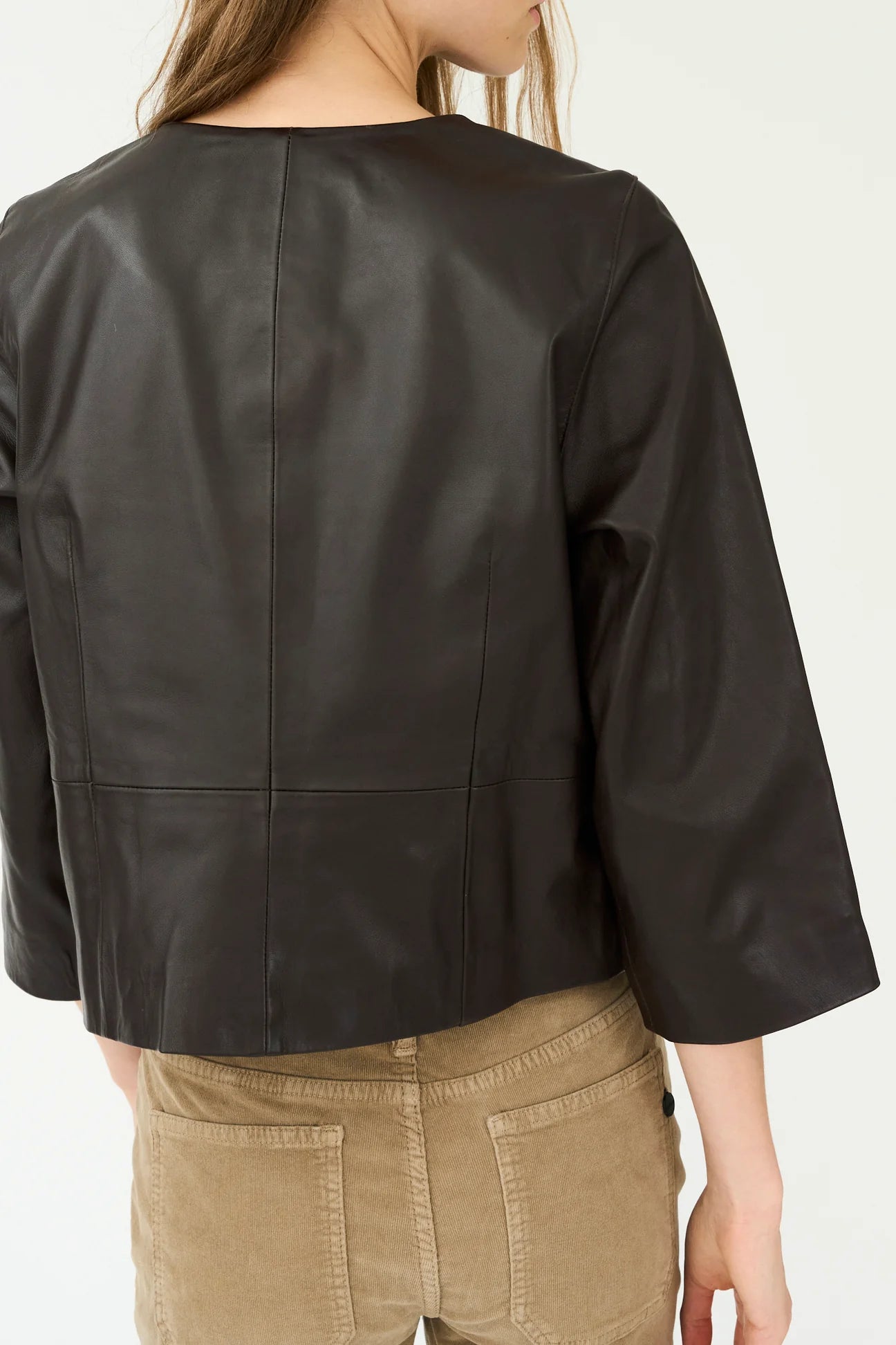 Lanni leather 3/4 sleeve leather jacket
