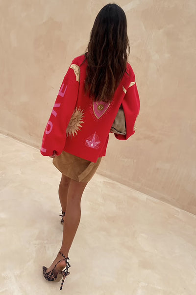 Red mystical cardigan