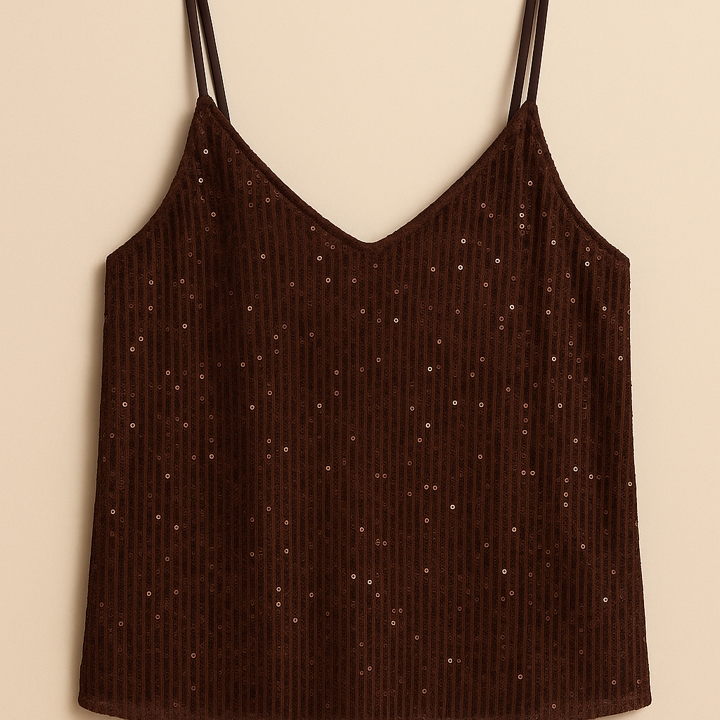 Chocolate brown sequin camisole