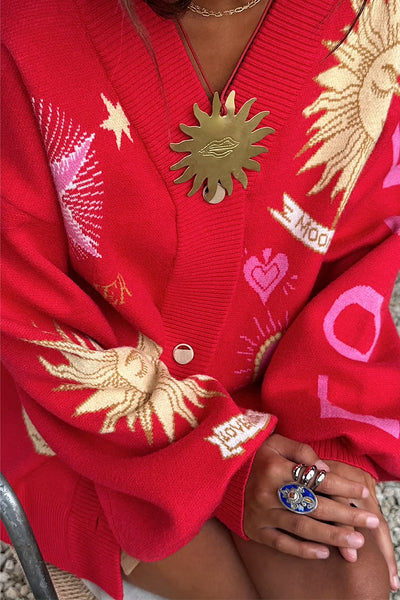 Red mystical cardigan