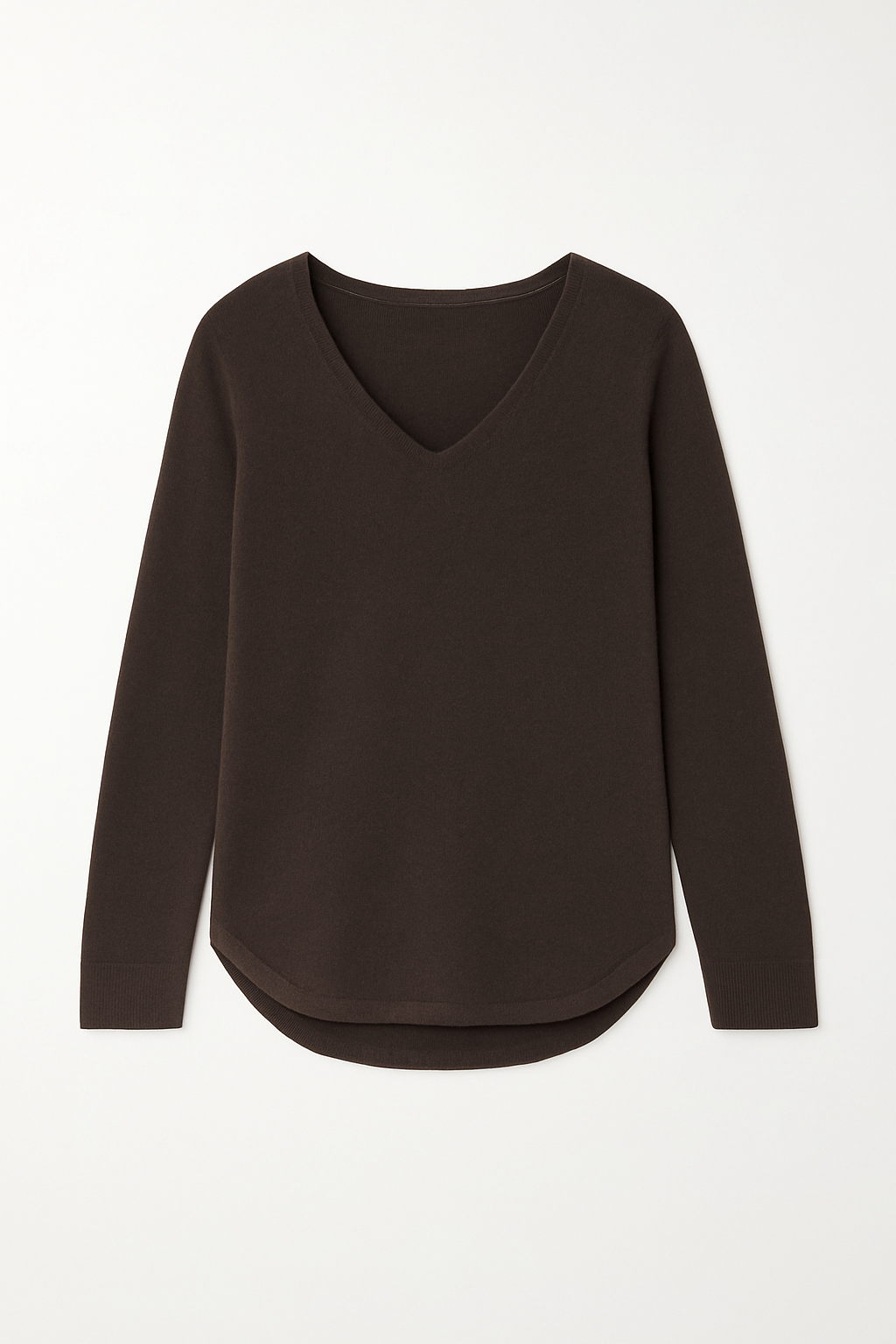 Cashmere touch V neck jumper in chocolate brown