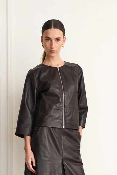 Lanni leather 3/4 sleeve leather jacket