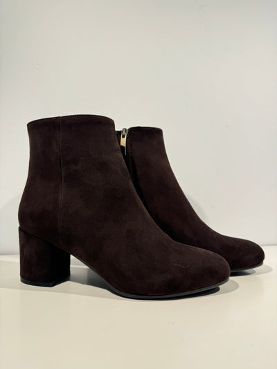 Chocolate brown suede ankle boot