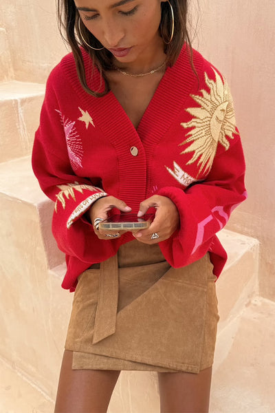 Red mystical cardigan