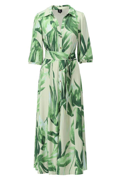 Maxi dress with leaf print