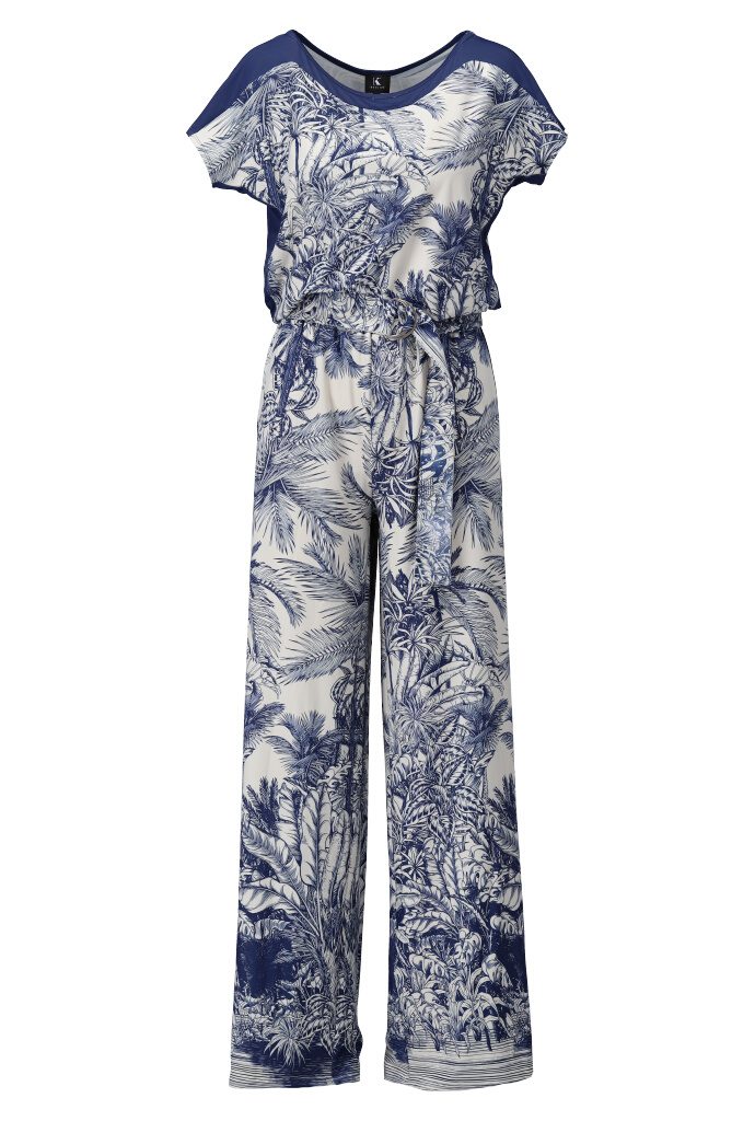Navy blue and white printed jumpsuit