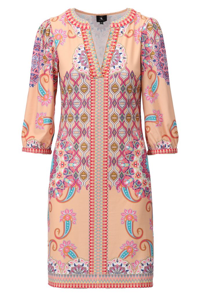 Peach print shift dress