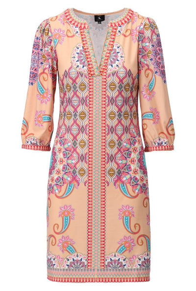 Peach print shift dress