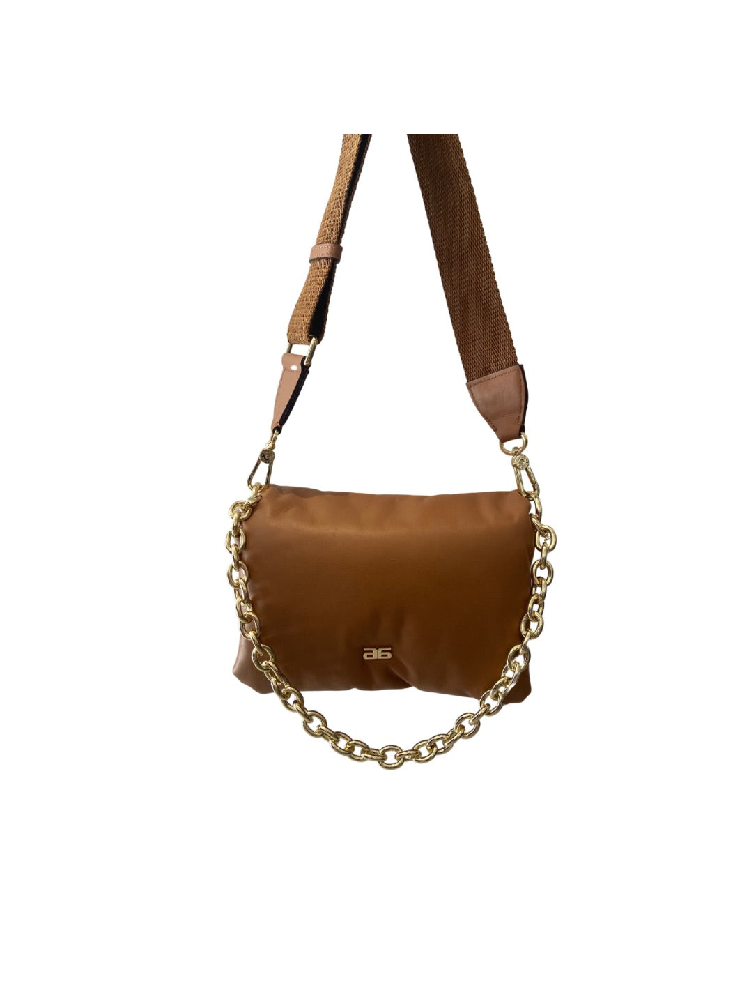 Puffer bag with gold chain strap