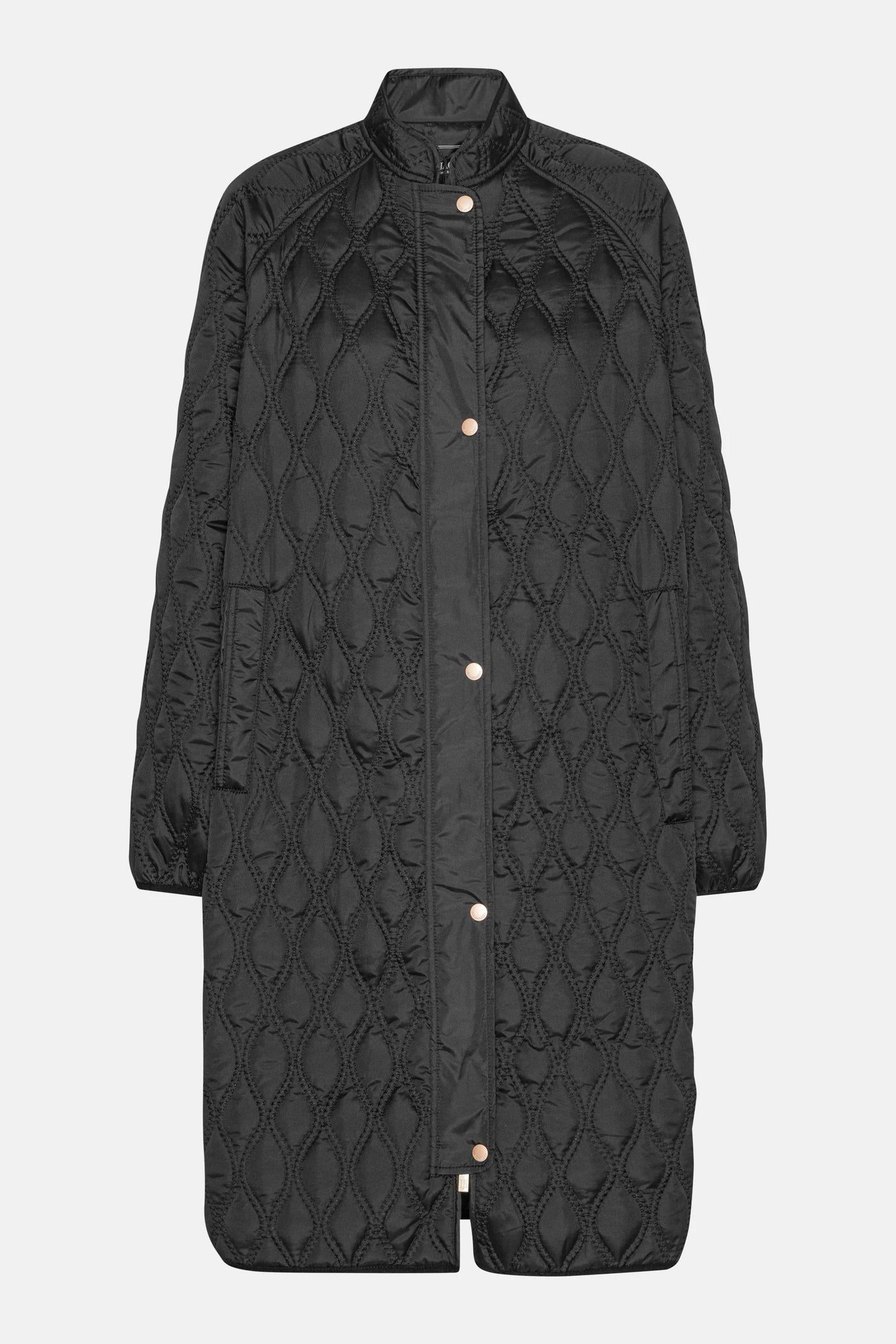 Long quilt jacket in black