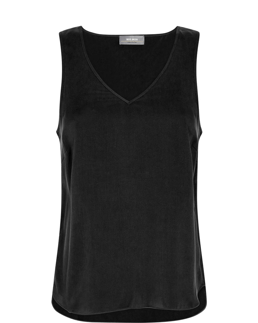 Astrid V neck silk camisole top in black