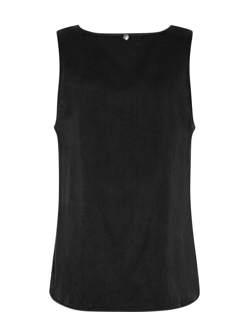 Astrid V neck silk camisole top in black – ODYL design