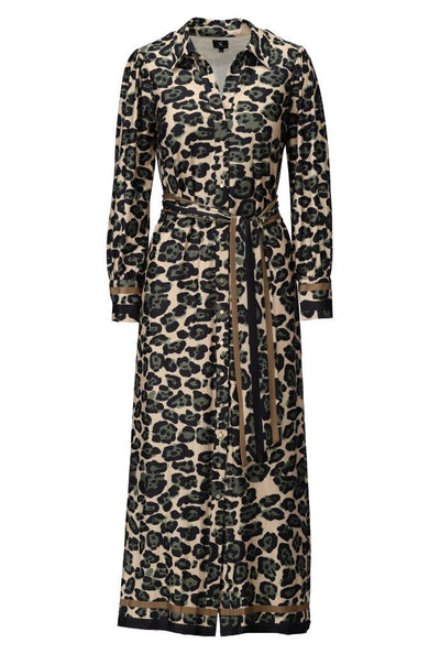 Maxi dress with khaki leopard print