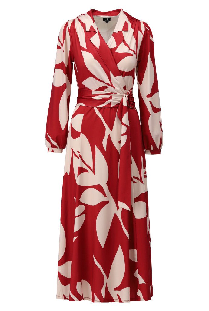 Maxi crossover dress with abstract design