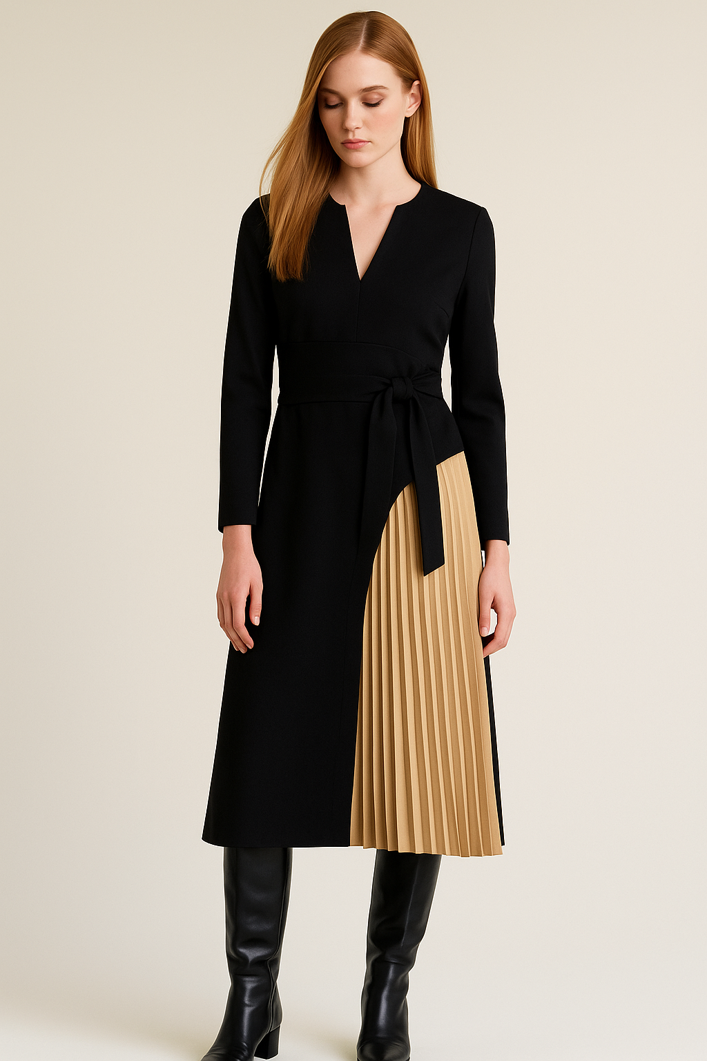 Pleat insert dress