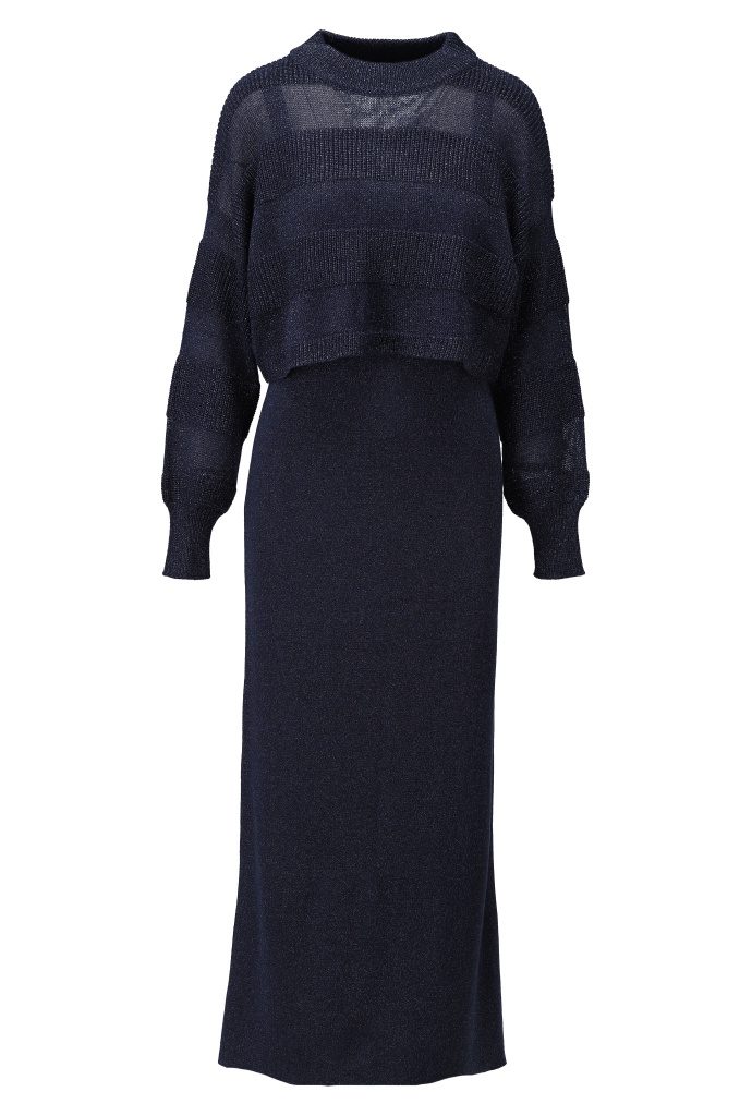 Metallic petrol blue jumper dress set