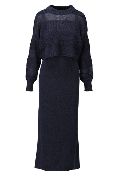 Metallic petrol blue jumper dress set