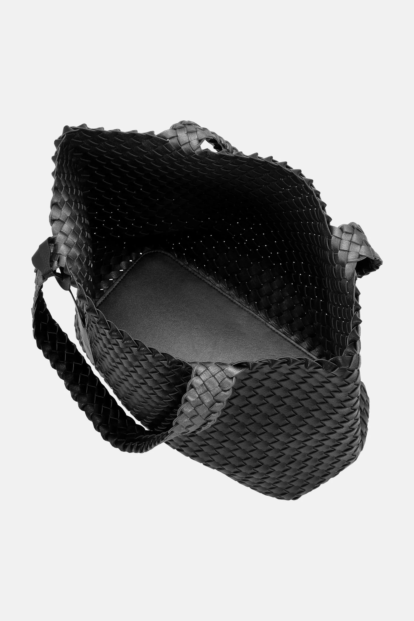 Braided tote bag in black gun metal