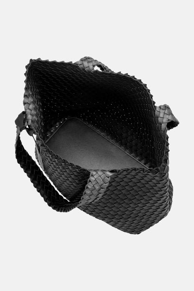 Braided tote bag in black gun metal
