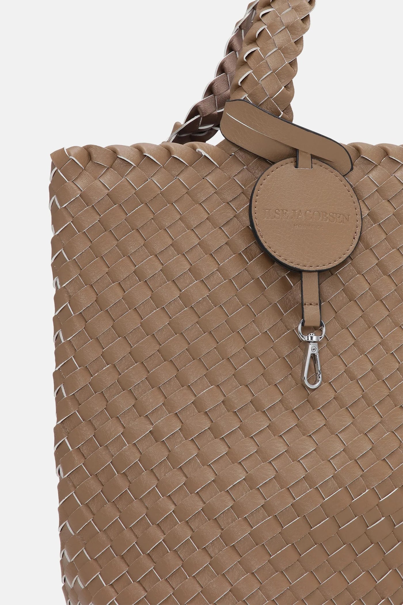 Braided tote bag in mocca metallic mocca