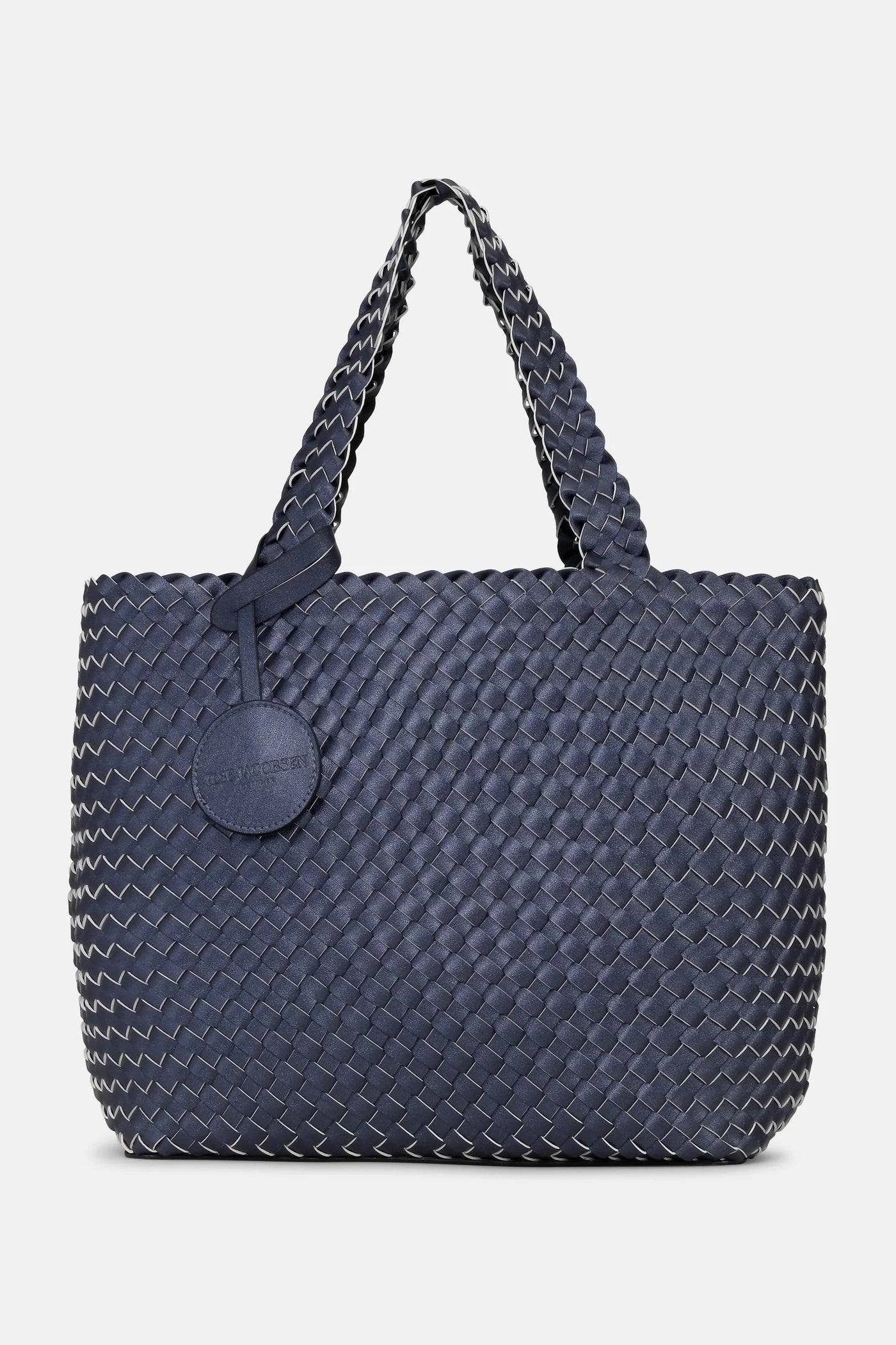 Houndstooth braided shopper in ombre blue/ light sand