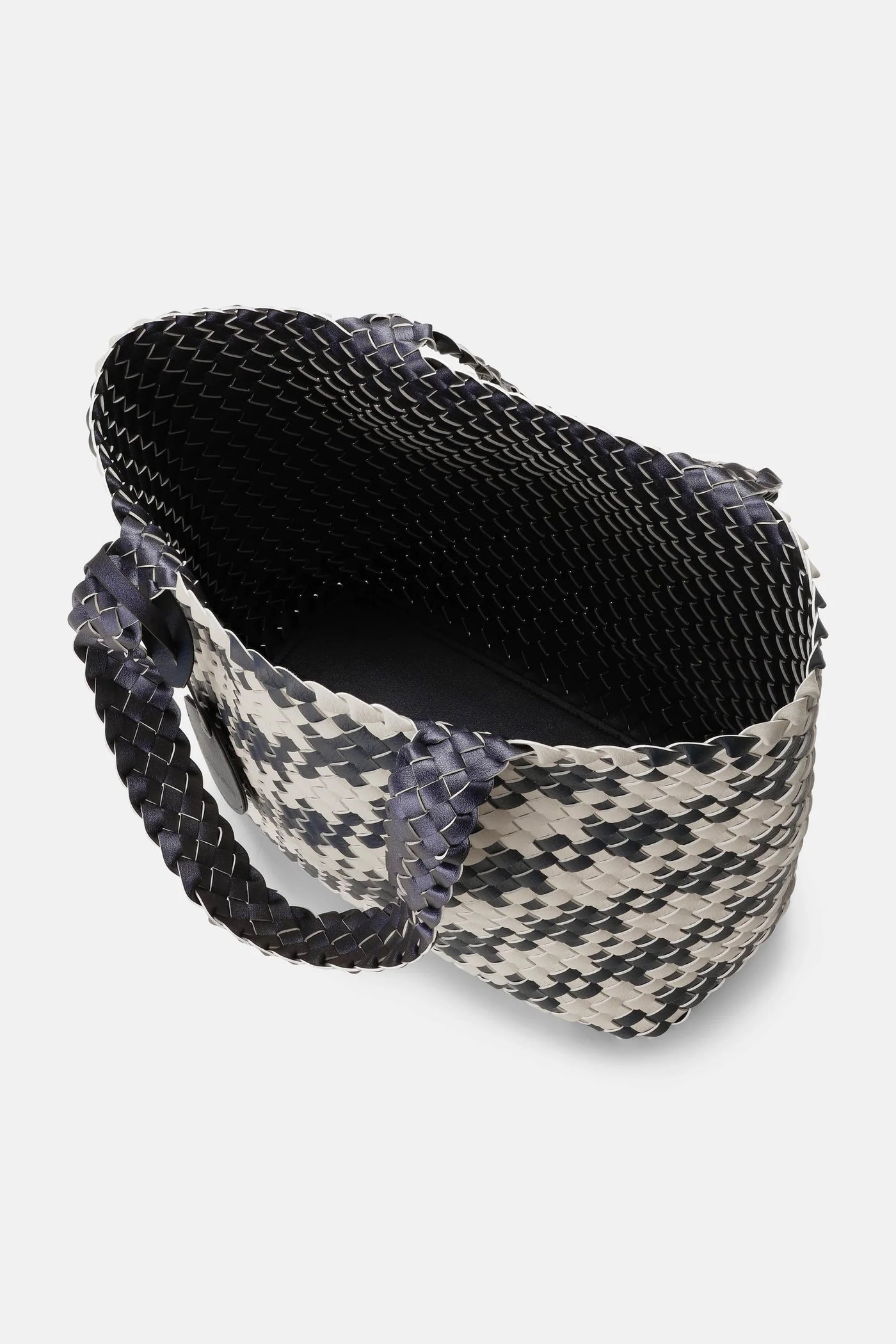 Houndstooth braided shopper in ombre blue/ light sand