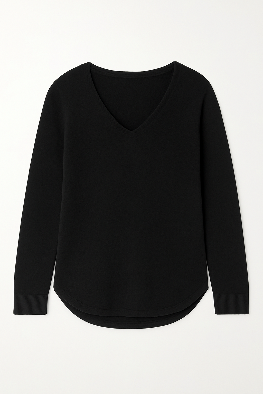 Cashmere touch V neck jumper in black