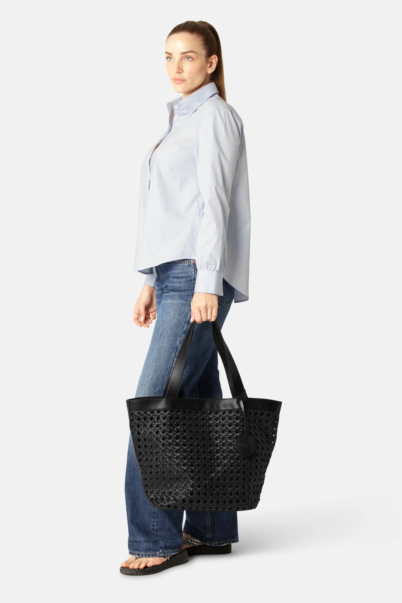 Large black rattan style bag