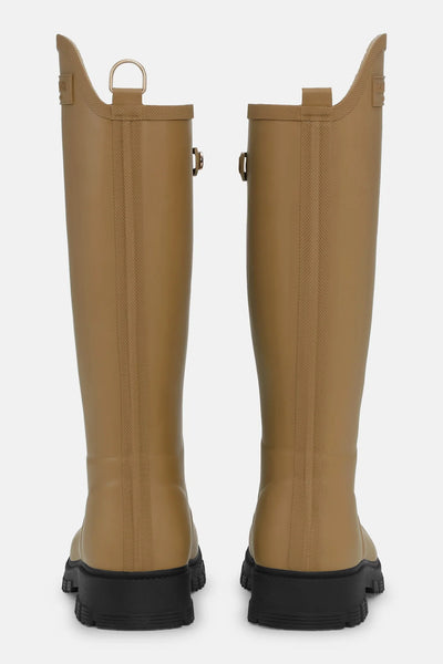 Asymmetric rain boots in mocha