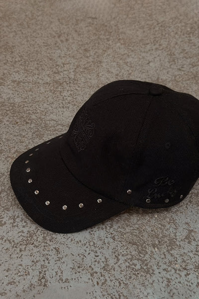 Black studded denim cap