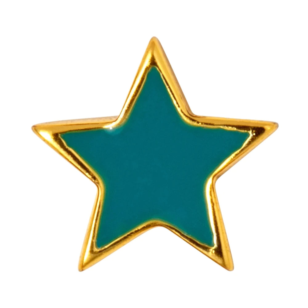 Gold star earring in petrol