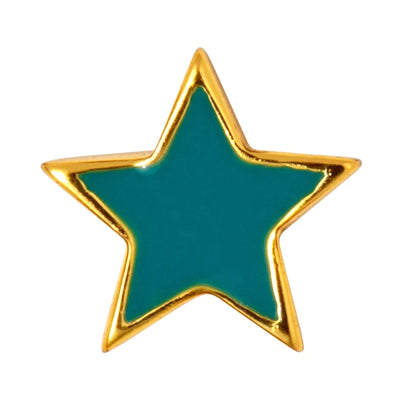Gold star earring in petrol