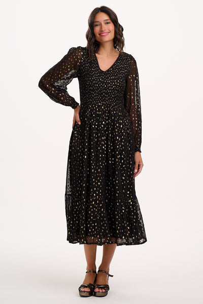 Jacqueline midi shirred dress