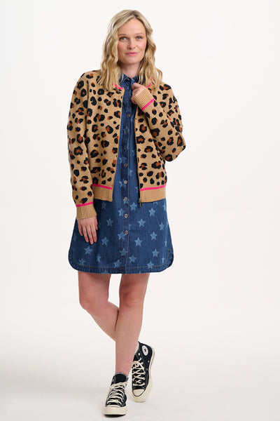 Solana knitted leopard bomber jacket