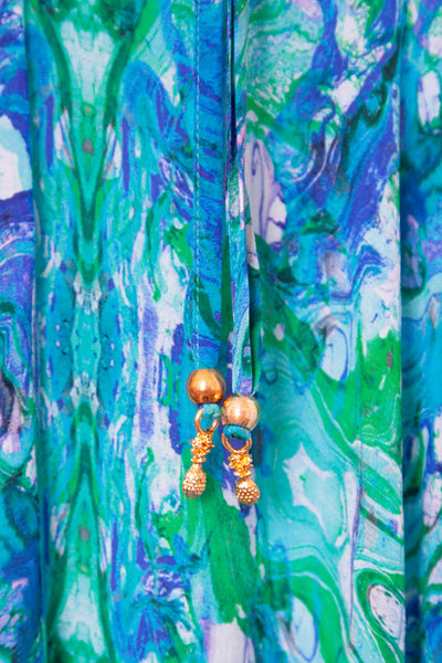 Turquoise glow silk Ibiza dress