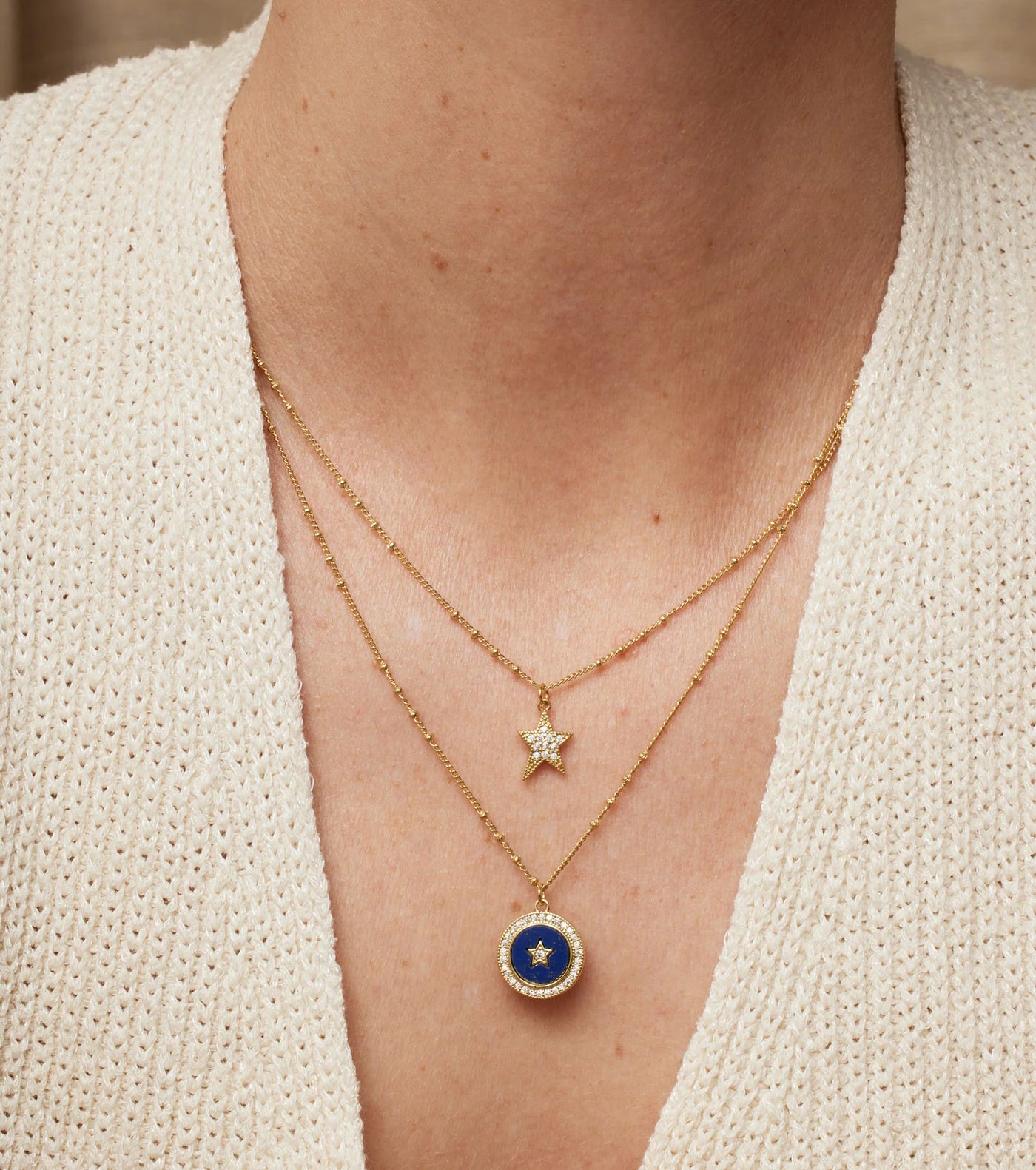 Nebula layered charm necklace