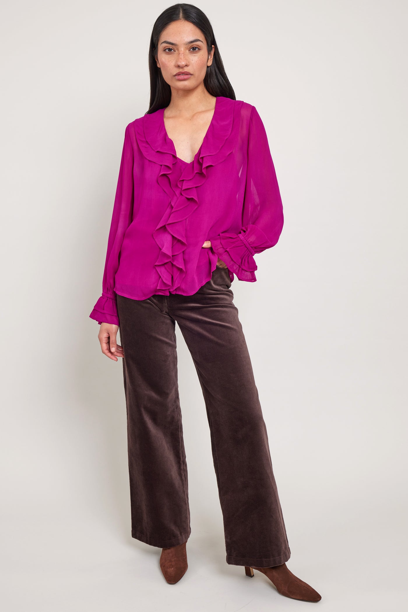 Nuan pink ruffle top