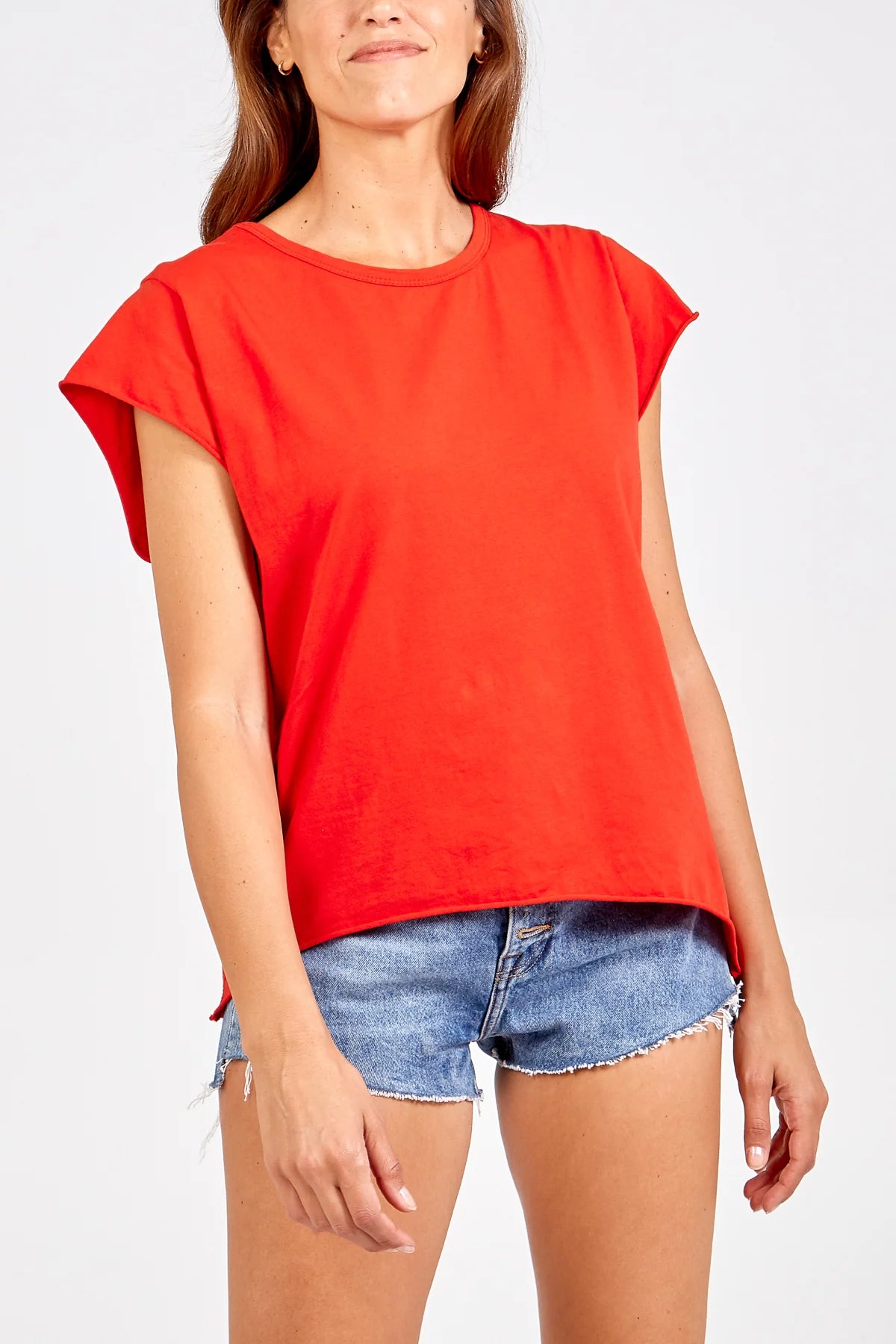Cap sleeve tee in red