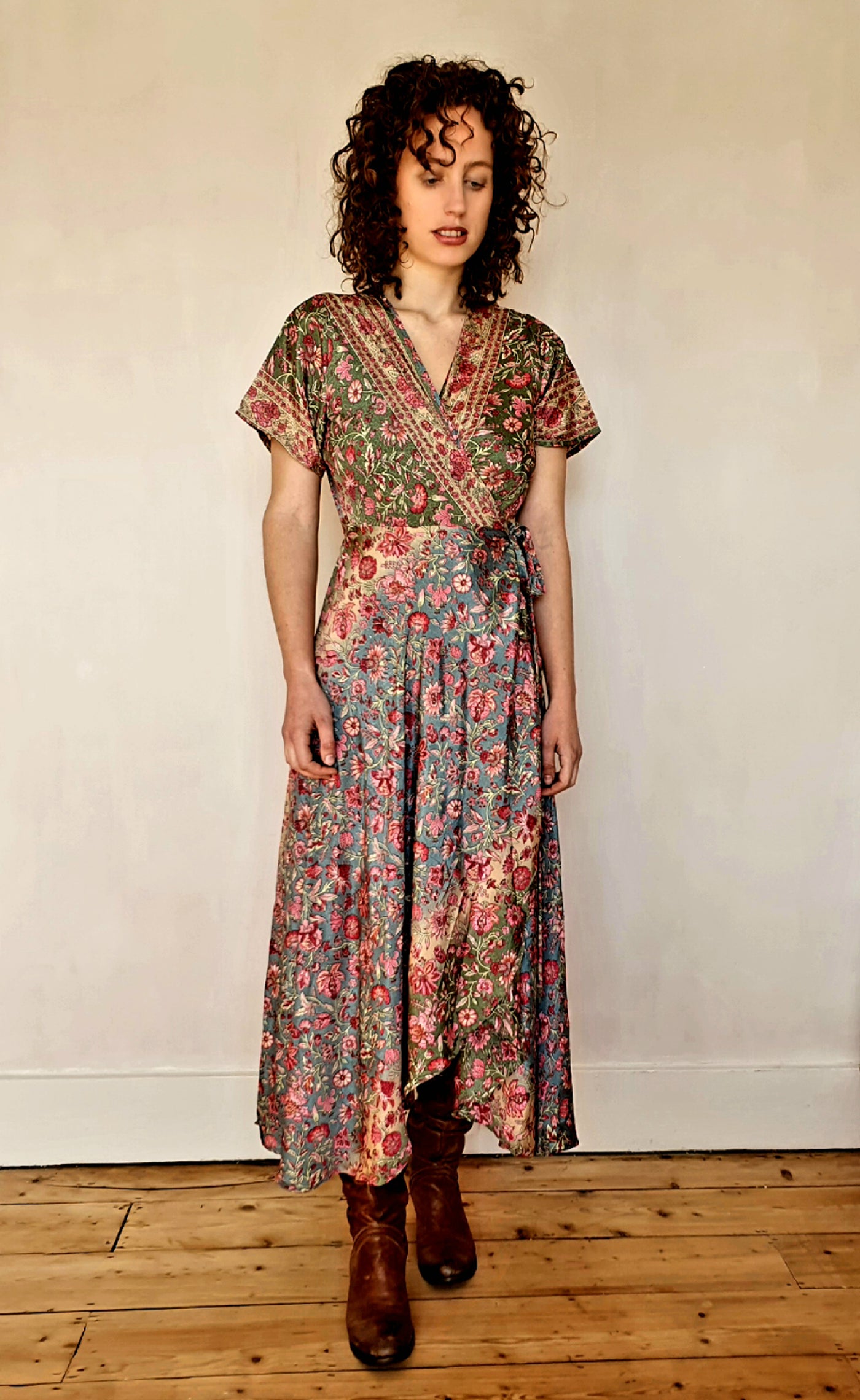 Francesca wrap dress in wildflower red