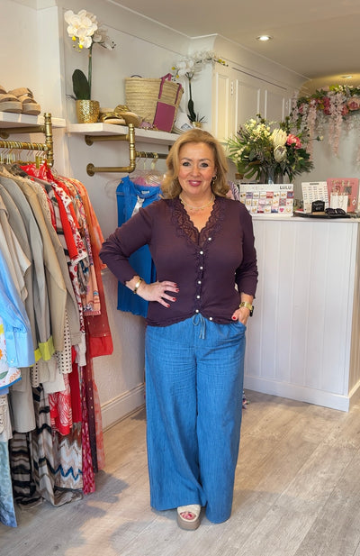 Babette silk long sleeve v neck cardigan