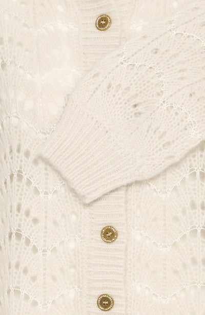 Christy Ivory Open Weave Cardigan