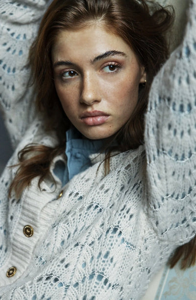 Christy Ivory Open Weave Cardigan