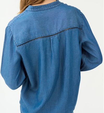 Celika Embroidered Denim Shirt - Mid Dark Denim