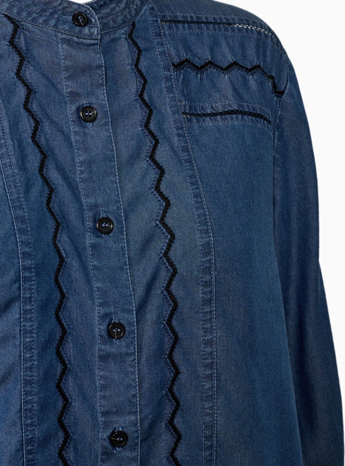 Celika Embroidered Denim Shirt - Mid Dark Denim